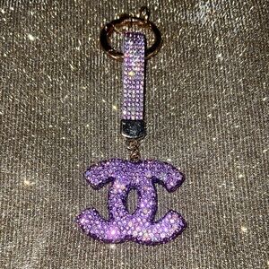 Designer Inspired Lavender Crystal Key Holder or Bag Charm